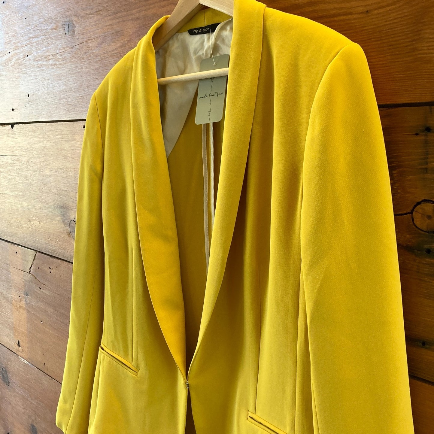 Rag & Bone Sunshine Yellow Clasp Front Blazer Jacket - Size 12 - 1029SB