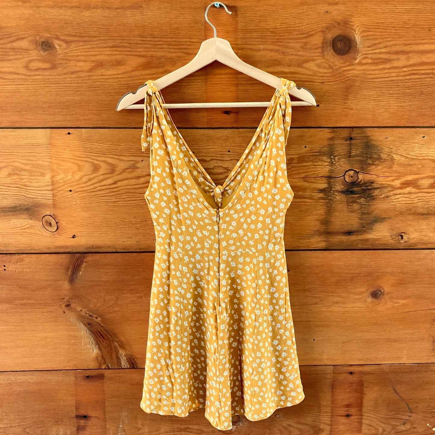 Reformation Yellow Floral Print Nola Tie Shoulder Mini Dress - Size 6 - 0312IG
