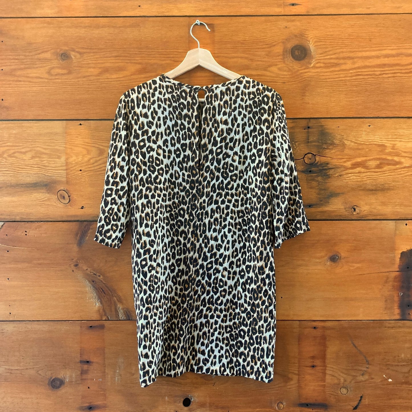 Equipment Leopard 100% Silk 3/4 Sleeve Shift Dress - Size S Petite - 0411CS