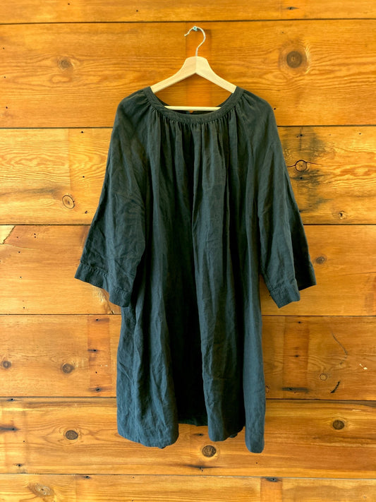 Jenni Kayne Black 3/4 Sleeve Linen Midi Length Dress - Size 1X - 0106KA