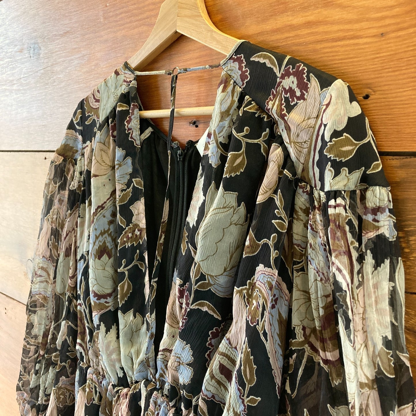 Zimmermann Black Floral Henna T-Bar Silk Playsuit Romper - Size 2 - 0809LD