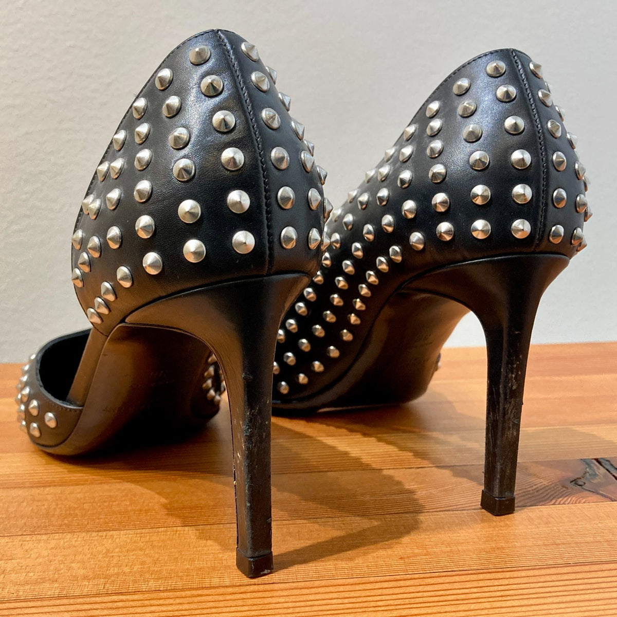 Saint Laurent Black Paris 105 Studded D'Orsay Heels - Size 38 / 7.5 - 0907LR