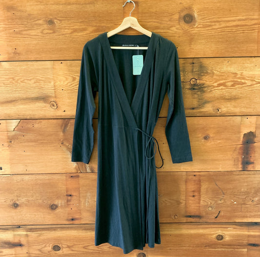 Gudrun Sjoden Black Long Sleeve Wrap Linen Cotton Blend Dress - Size S - 0320JS
