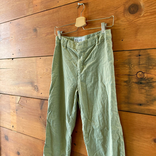Frank & Eileen Sage Green Kinsale Cotton Flax Frayed Hem Pants - Size 6 - 0721DK