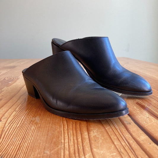 Thursday Boot Co. Black Breeze Leather 2" Heel Mules Shoes - Size 8.5 - 1011SC
