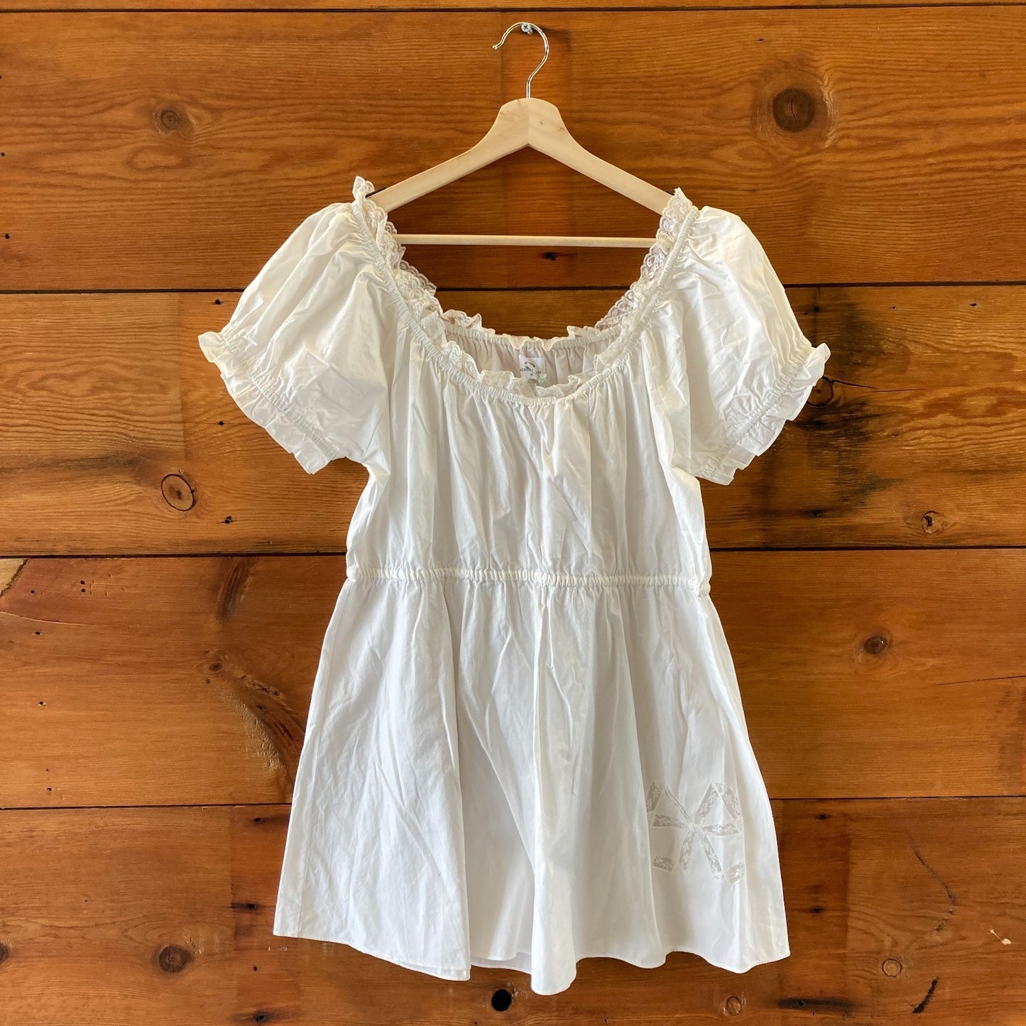 XL - Morgan Lane Chalk White NEW $128 Pure Cotton Ava Mini Dress 0416JW