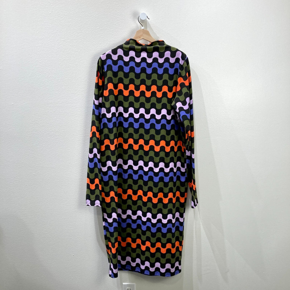 Nooworks x Molly Fitzpatrick Black Wavy Ditto Patterned Dress - Size 2X - 0430RM