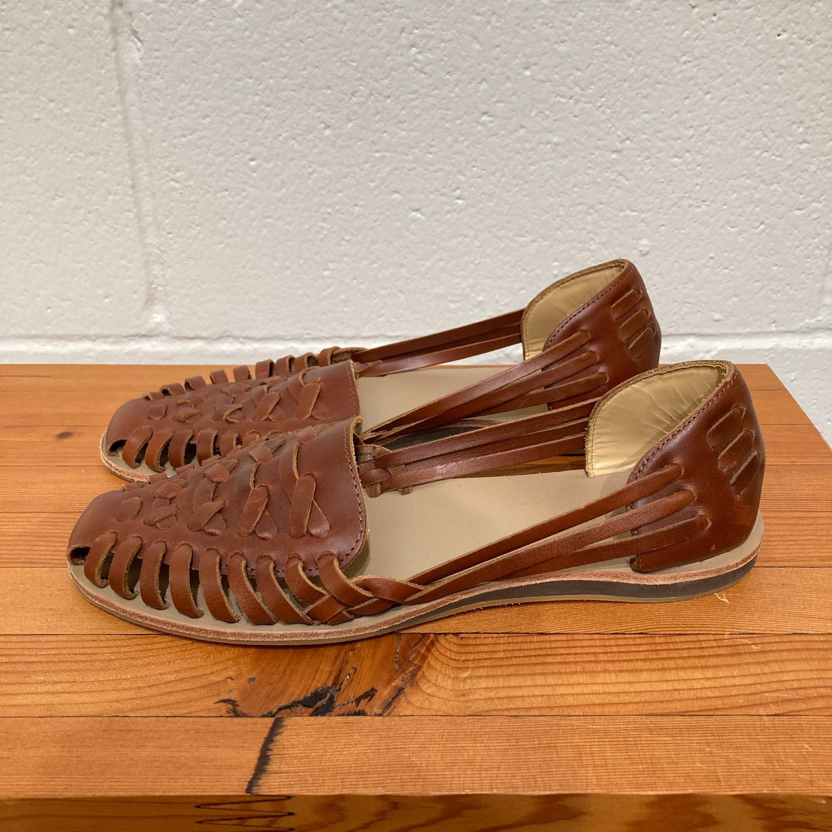 Nisolo Brown Woven Leather Huarache Sandals Shoes - Size 9.5 - 0815CJ