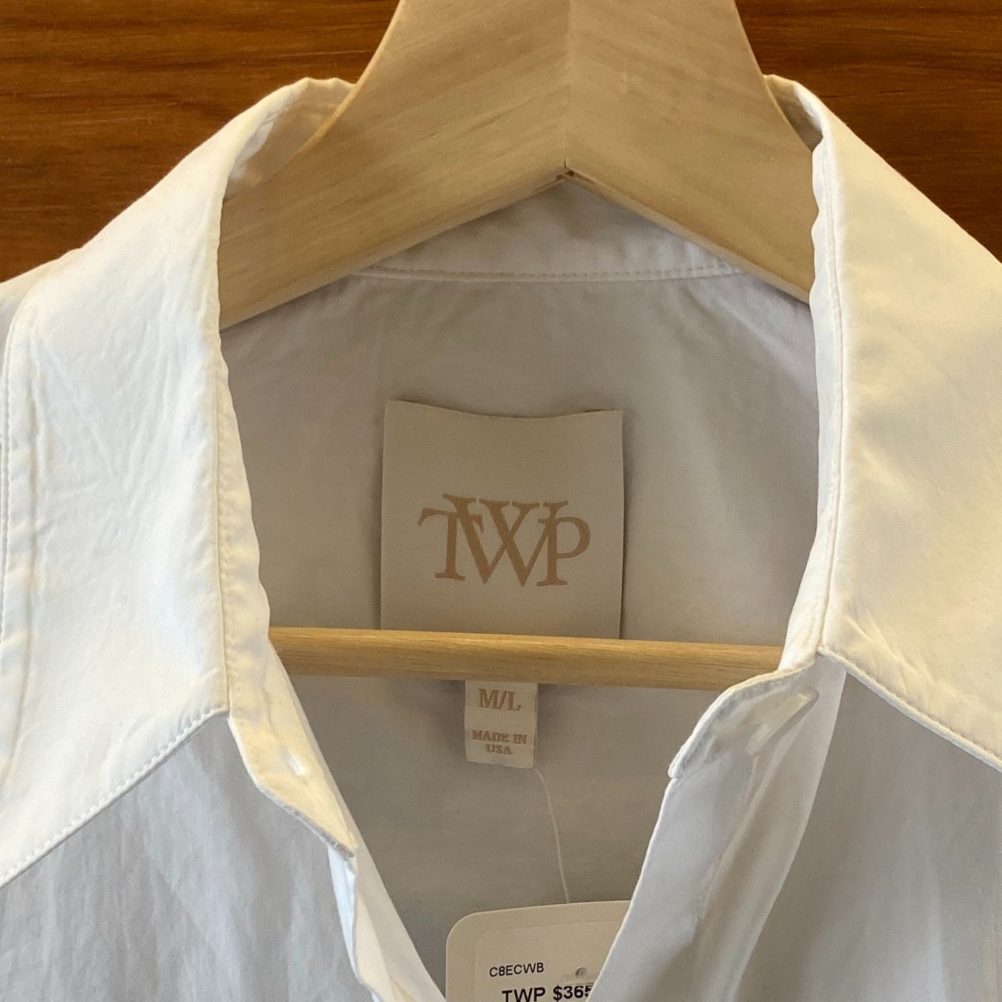 TWP $365 White Cotton Button Up Cropped Soon to be EX Shirt - Sz M / L - 4427SC