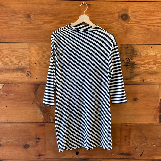 Marimekko Black & White Stretch Knit Striped Fitted Dress - Size XS - 0320JS