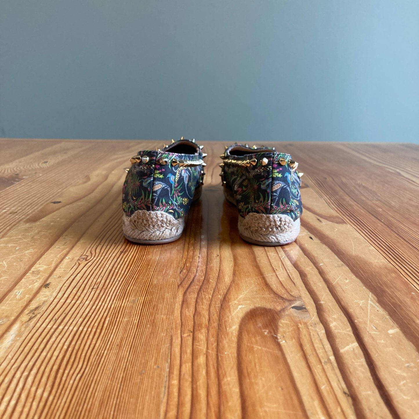 6 - Christian Louboutin Black Jungle Print Spike Accent Espadrilles 1203TR