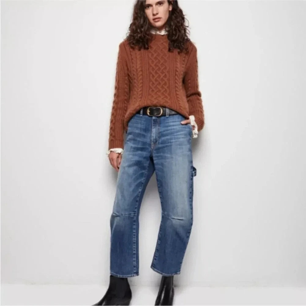 Nili Lotan Medium Wash Carpenter Barrel Leg Utility Jeans - Size 29 - 0721DK