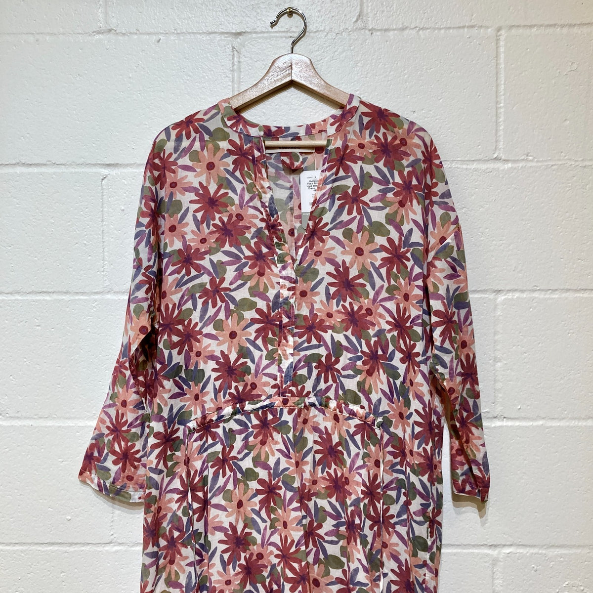 Humanoid Pink Floral Print Teresa Long Sleeve Cotton Dress - Size XS - 0907FL