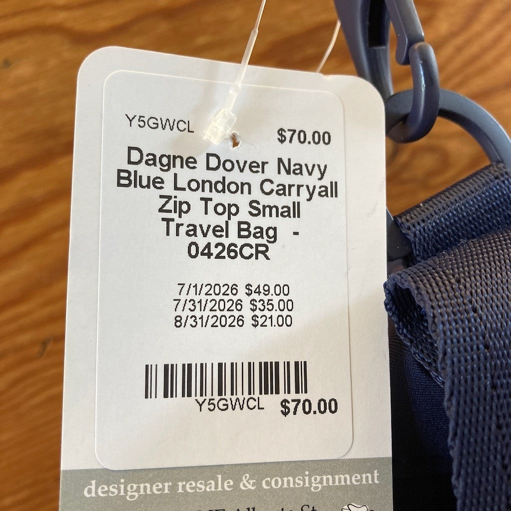 Dagne Dover Navy Blue London Carryall Zip Top Small Travel Bag  - 0426CR