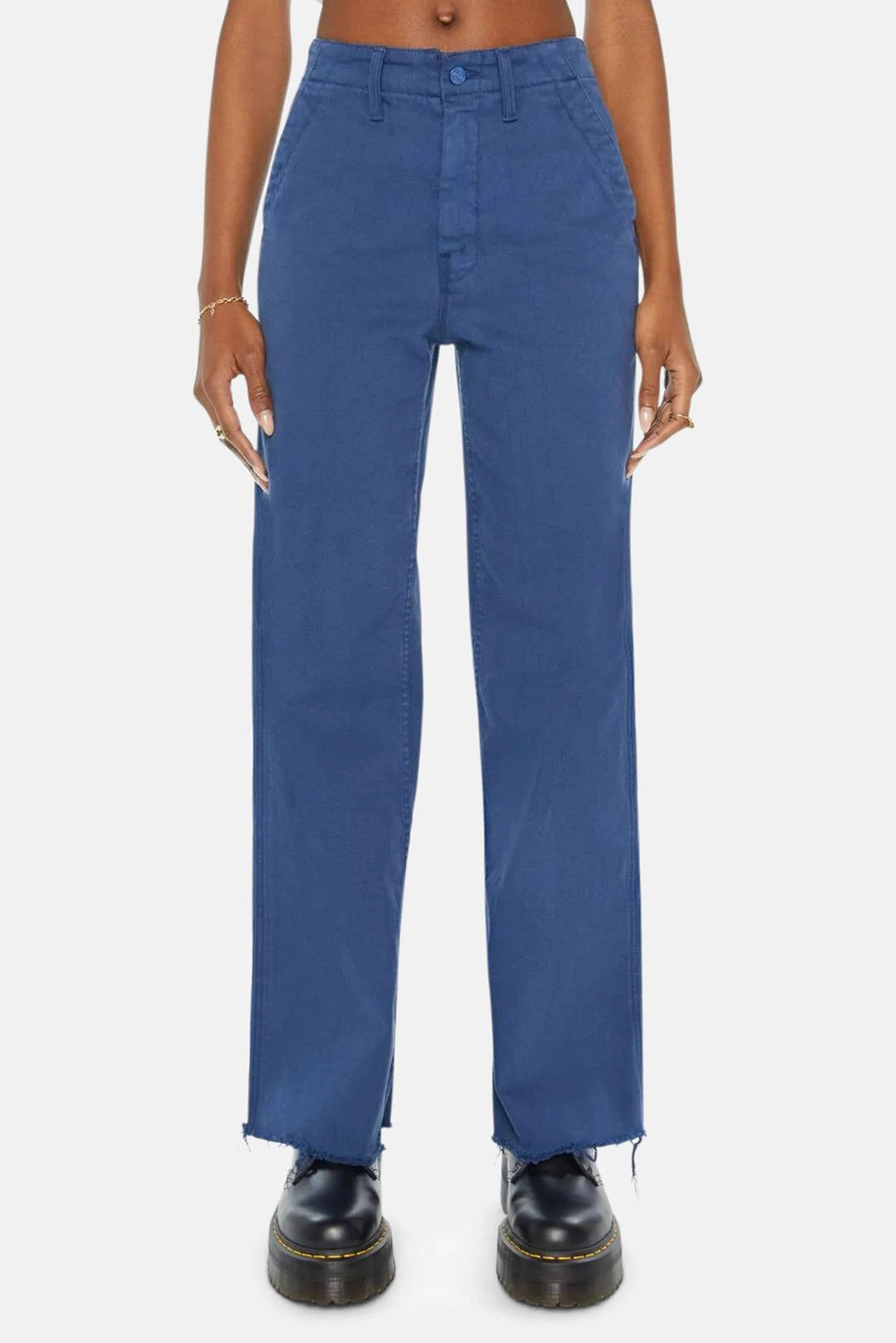 32 - Mother Insignia Blue The Major Zip Sneak Fray Womens Pants 0129CB