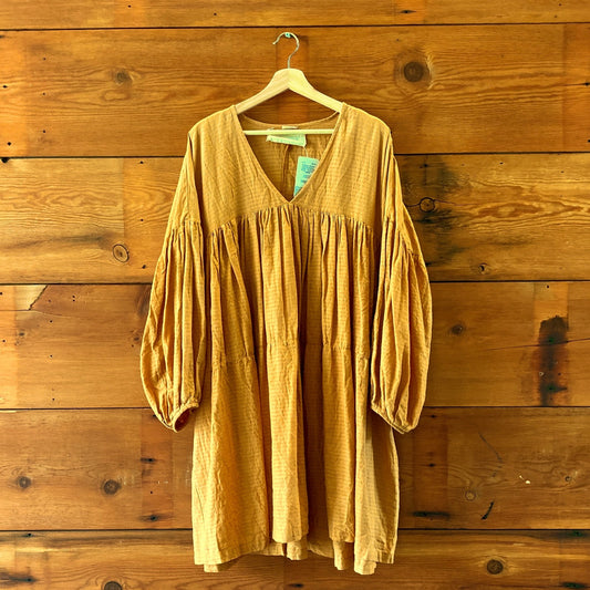 A Perfect Nomad Saffron Organic Cotton Tiered Midi Dress - One Size - 0806JH