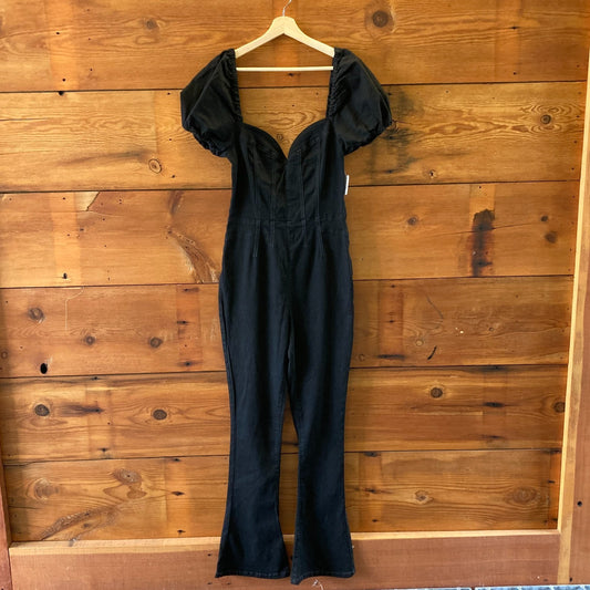 We the Free People Black Short Sleeve Flare Leg Jumpsuit - Size M - NEW - 0718MS