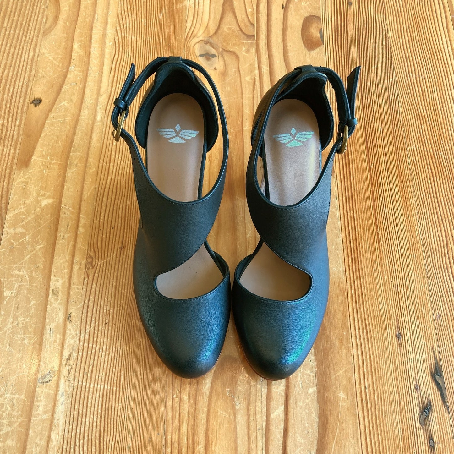 Fortress of Inca Black Cut Out Wood Block Heels Shoes - Sz 36 / 6 - NEW - 0426MK