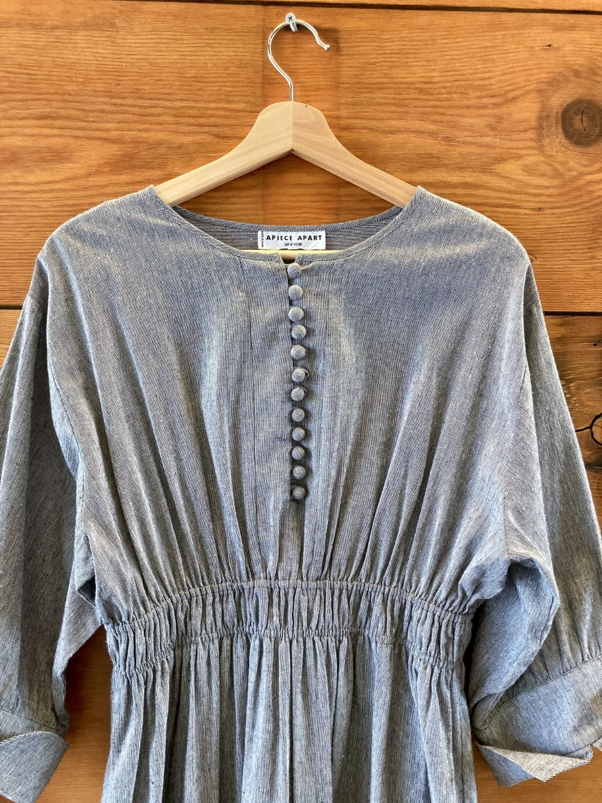 Apiece Apart Gray Cinched Waist 100% Cotton Dress - Size 6 - 0914SM