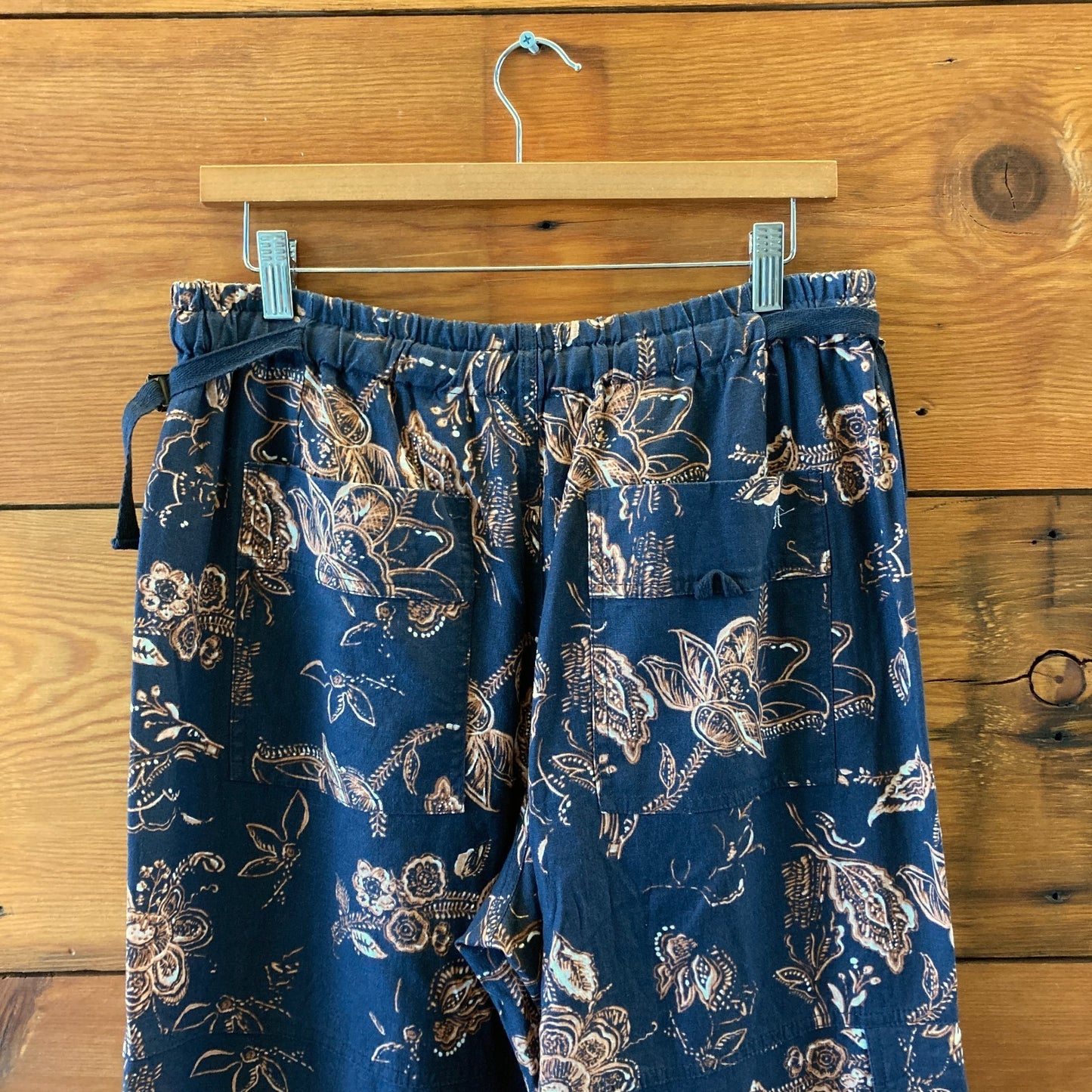 Pilcro Anthropologie Navy Patterned Linen Wide Leg Pants - Size S - NEW - 0501SE