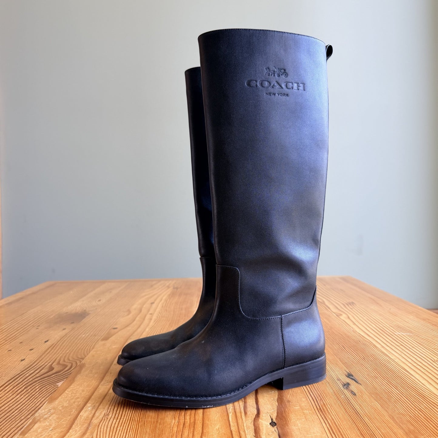Coach Black Leather CW733 Marlin Tall Boots - Size 8.5 - 1013FB
