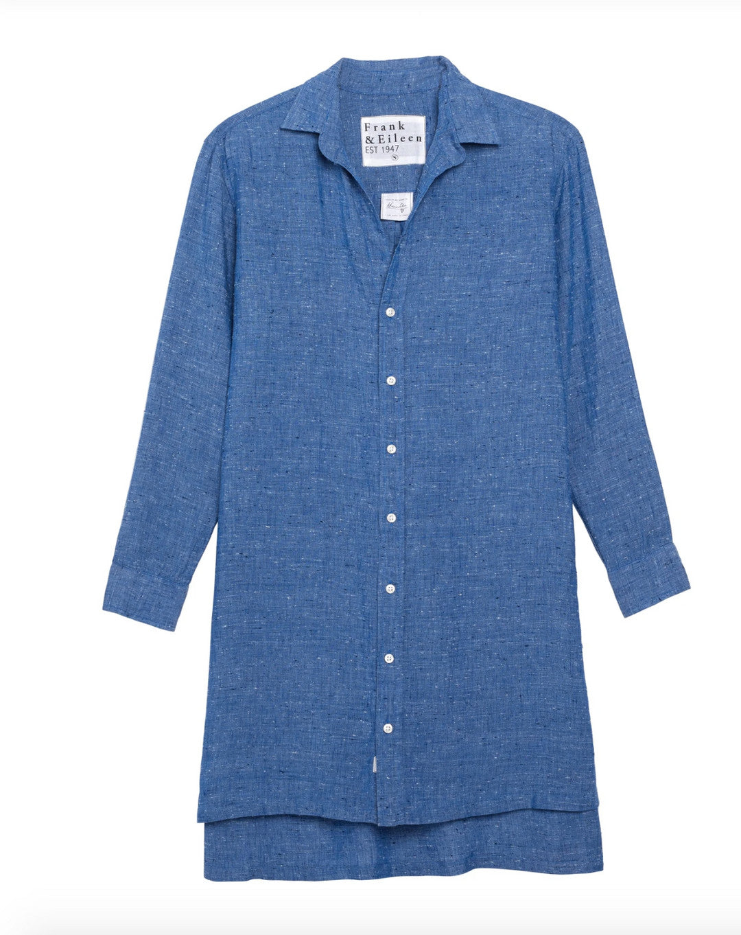 Frank & Eileen $258 Textured Blue Linen Hunter Shirt Dress - Size L - 0715NS