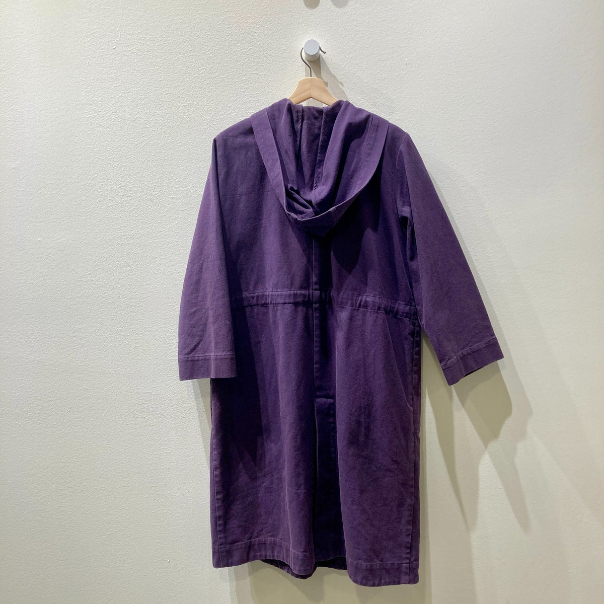 Ilana Kohn Dark Purple Hooded Canvas Long Trench Coat - Size M / L - 0607CC