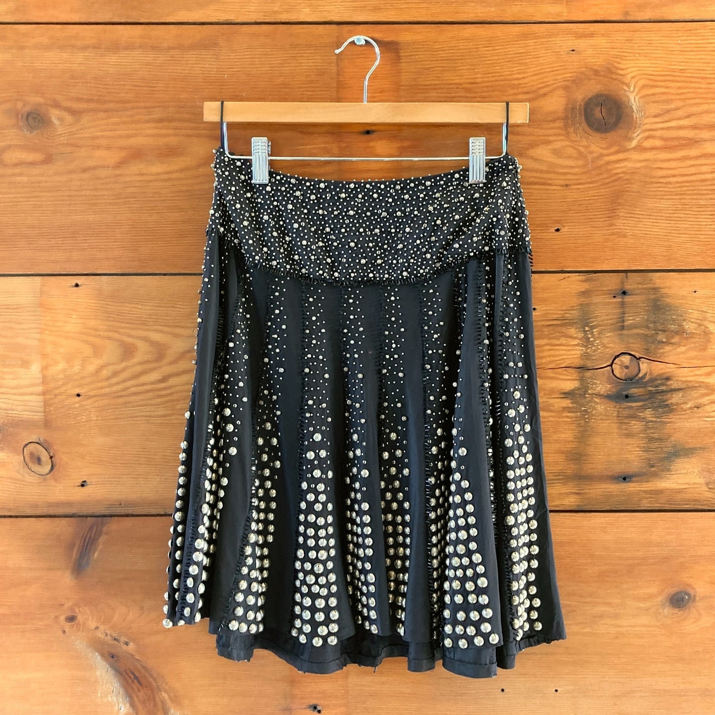 6 - Naeem Khan Black 100% Silk Beaded Embellished A Line Skirt 0920PW