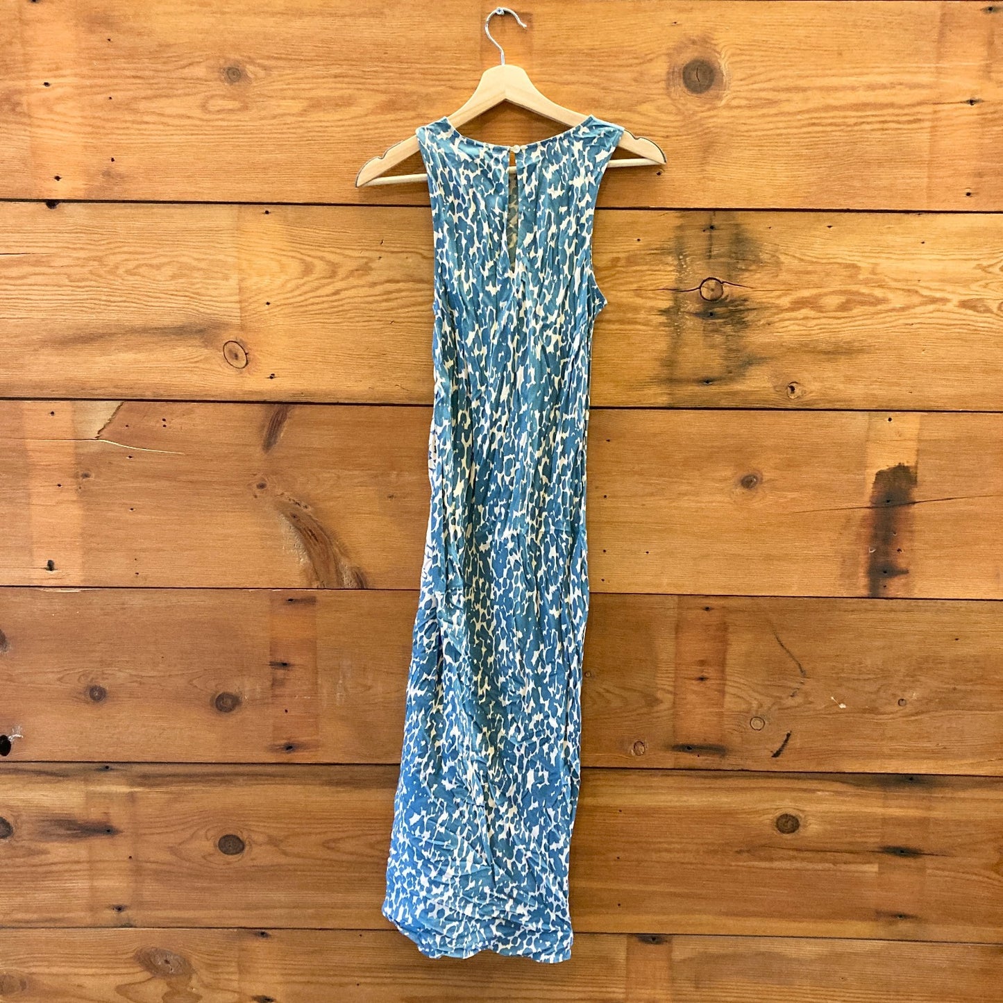 XS - Rails Blue & Cream Sleeveless Gabriella Ruched Drawstring Midi Dress 0121MB