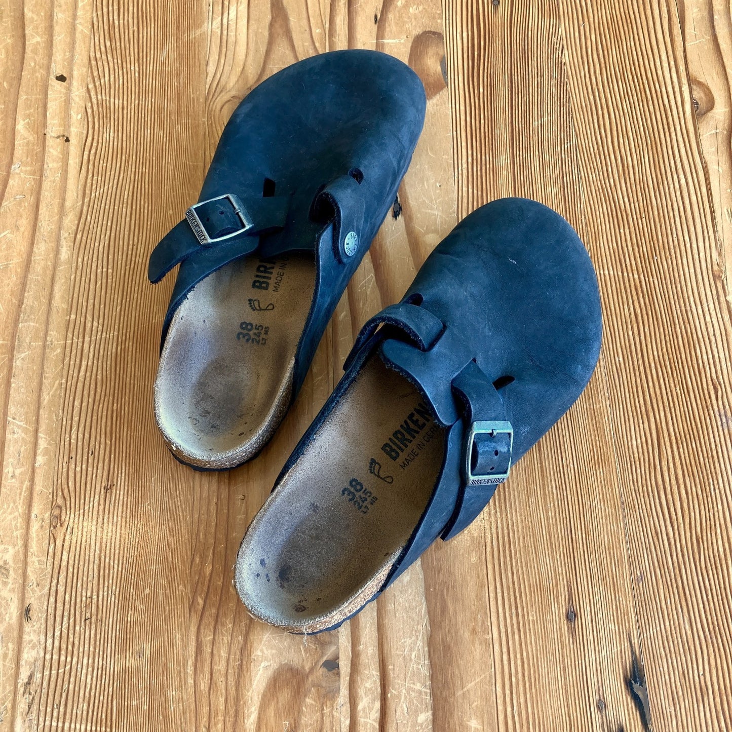 Birkenstock Brown Leather Boston Slides Sandals Clogs - Size 38 / 7.5 - 0122DM