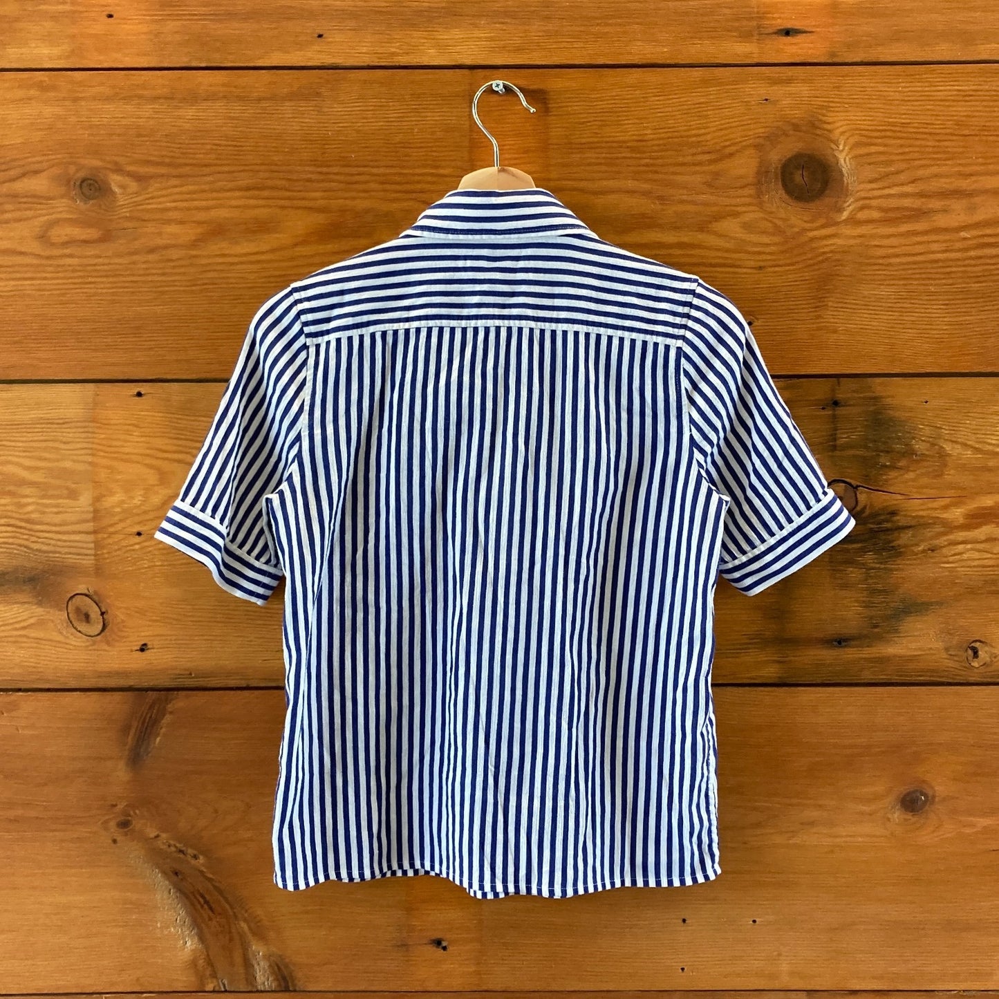 Frame Blue White Stripe $348 Snap Placket Polo Shirt - Size XS - 0703SC