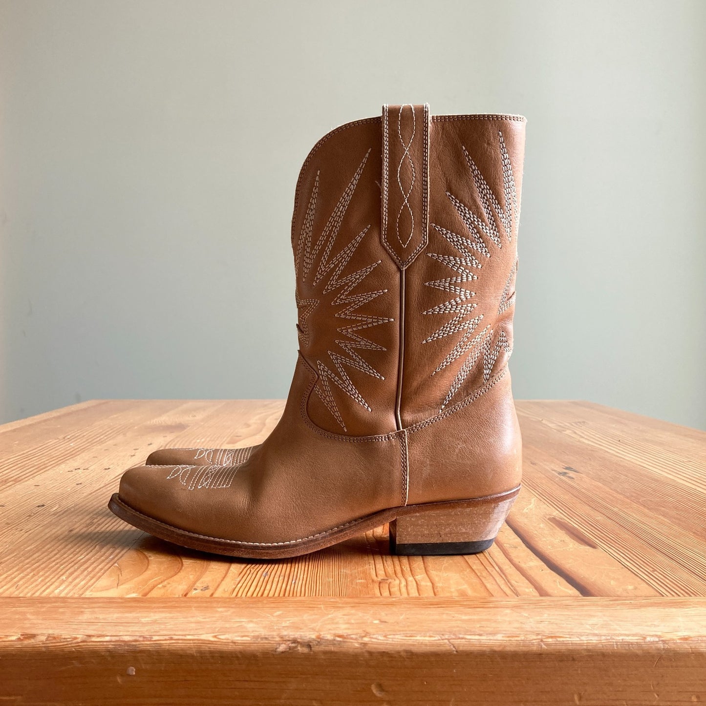 Golden Goose Tan Leather Wish Star Western Limited Series Boots - Sz 39 - 1011SC