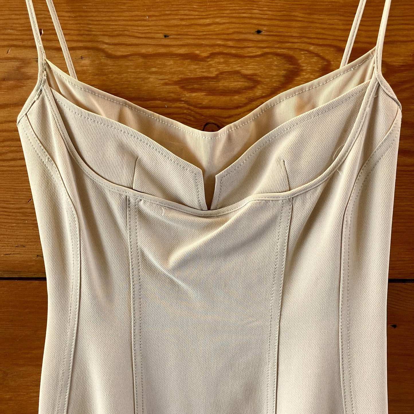 Atos Lombardini Vintage Y2K Tan Laced Back Bodycon Mini Dress - Size S - 0428OM