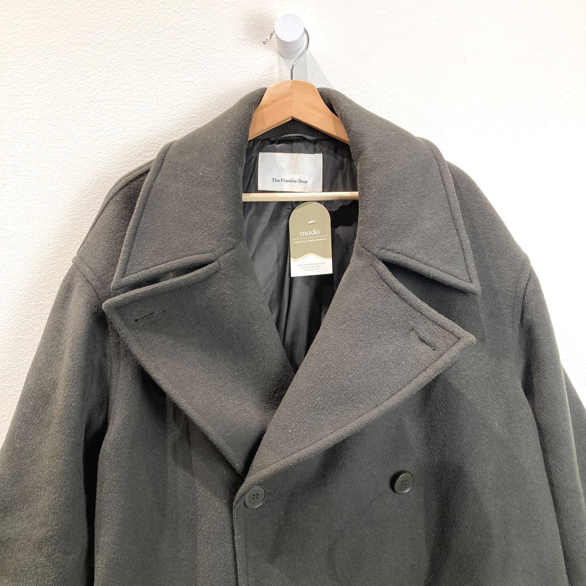 The Frankie Shop Dark Olive Wool Oversized Coat Jacket - Size XS/S MENS - 1012HA