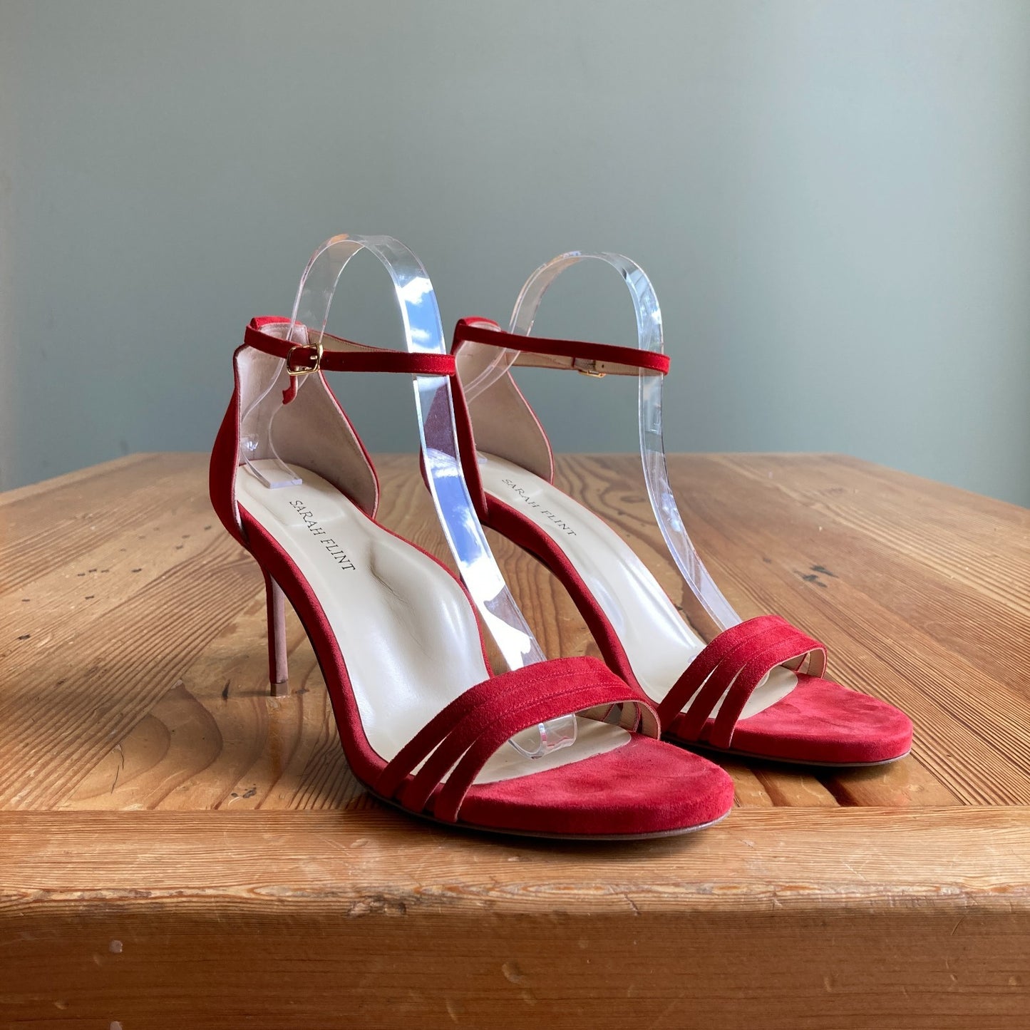 Sarah Flint Red Suede Perfect High Heel Sandals w/ Box - Size 10.5 - 0720MP