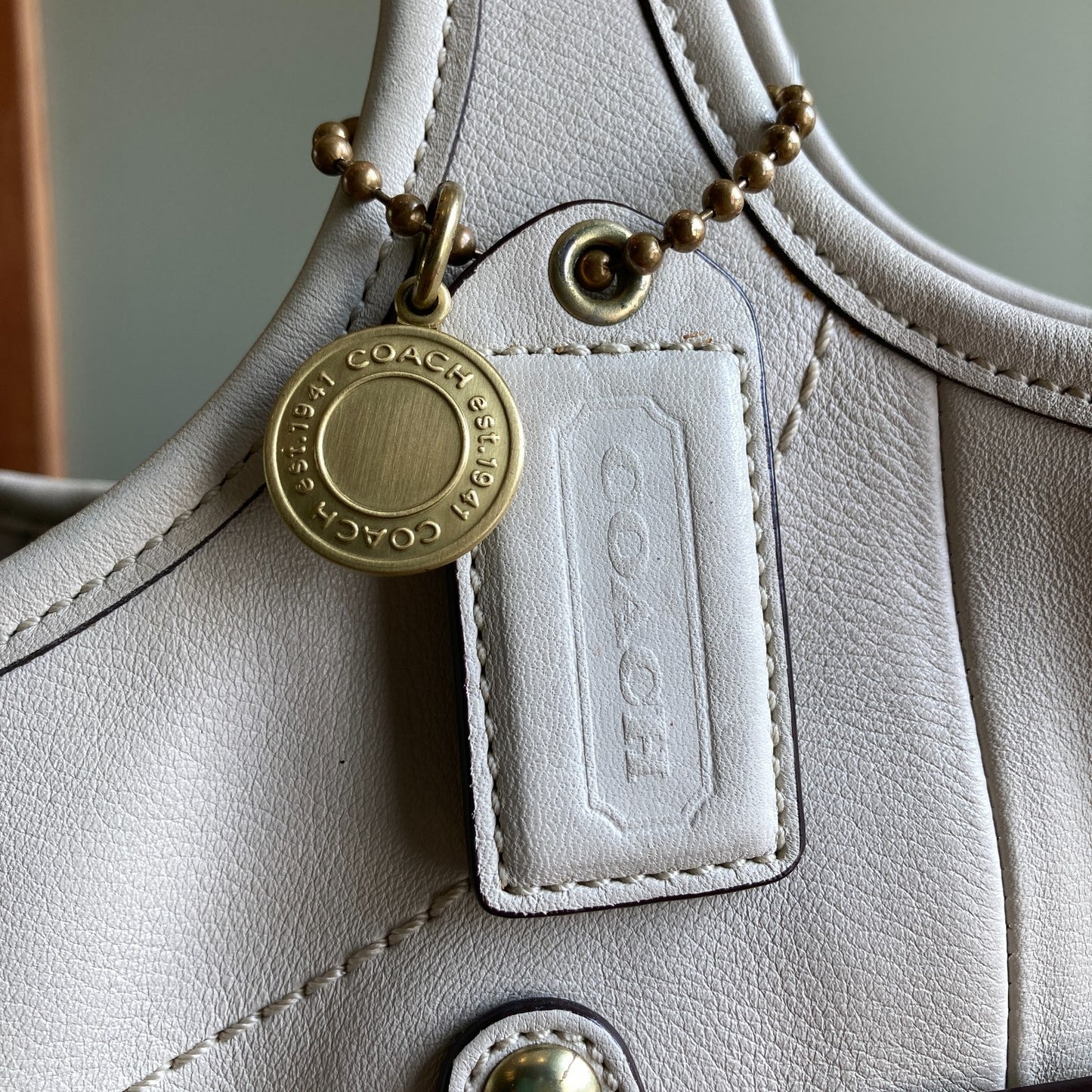 Coach Vintage Legacy 11265 Ivory White Leather Handbag Purse - 0801SM