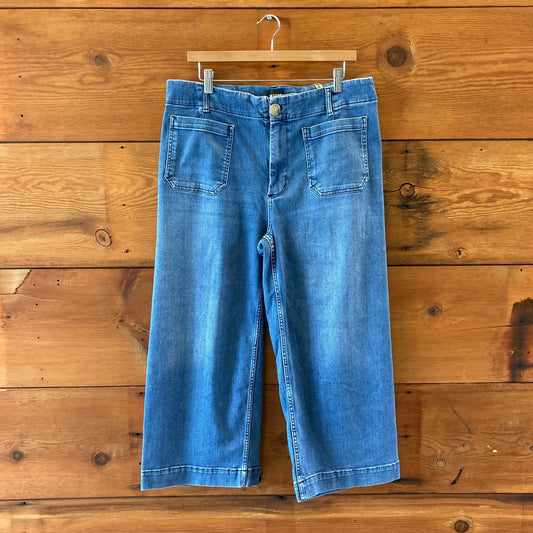 Maeve Medium Wash High Rise Wide Leg Cropped Colette Jeans - Size 16 - 0419JP
