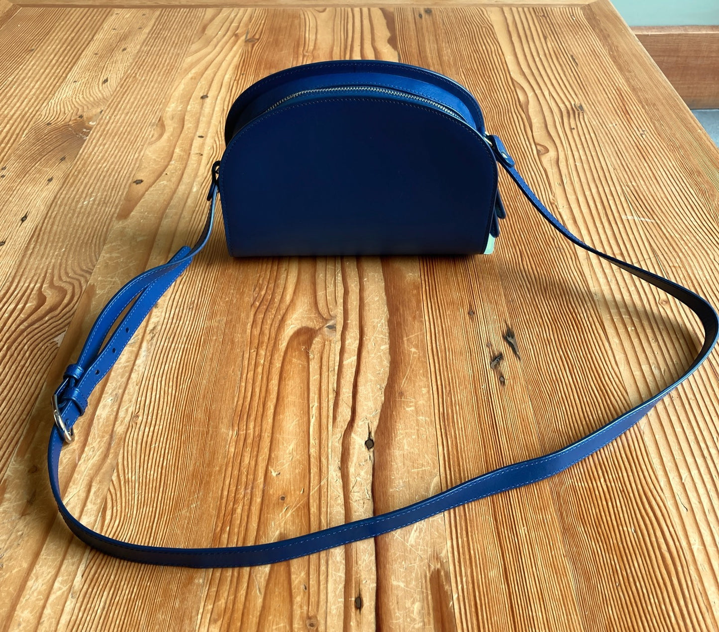 Quince Cobalt Blue Crossbody Dome Leather Bag - 0730RH