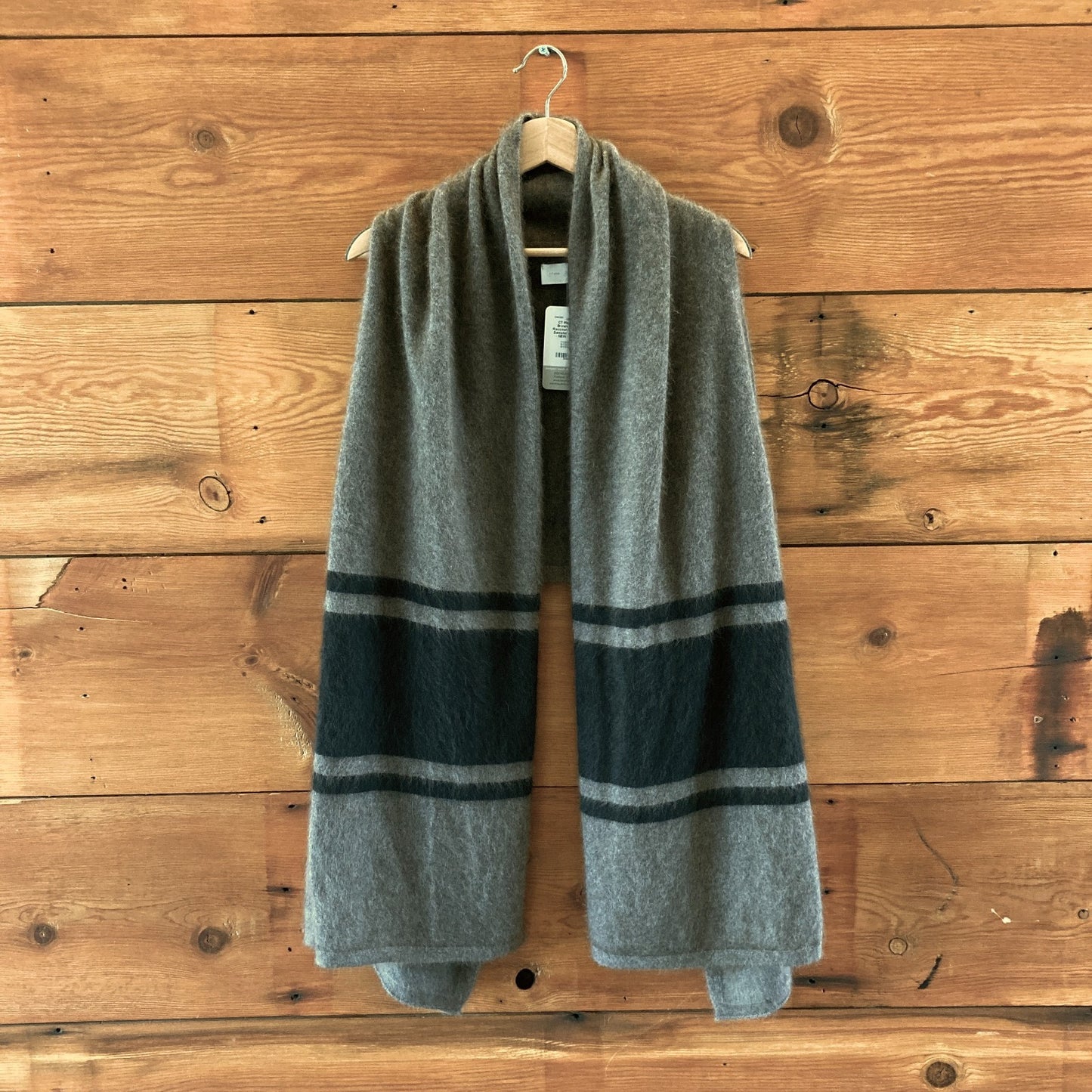 CT Plage $360 Brown & Black Raccoon Wool Stole Sweater - One Size - NEW - 4427SC