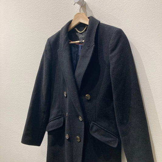 J Crew Black Double-breasted Topcoat Wool Cashmere Coat - Size 00 / XXS - 0903BN