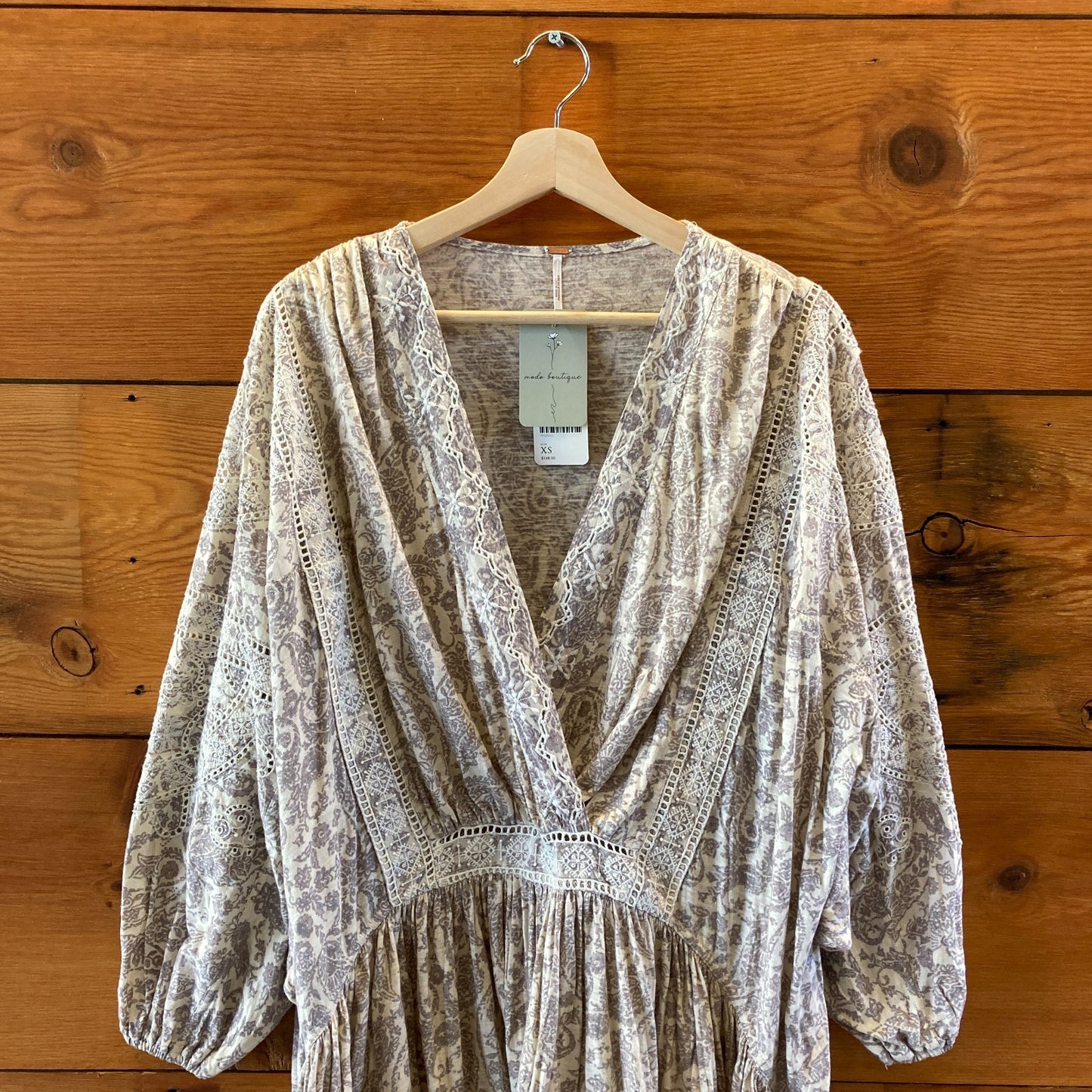 Free People $148 Tan Patterned Oversized Knit Dress - Size XS - NEW - 1122CT
