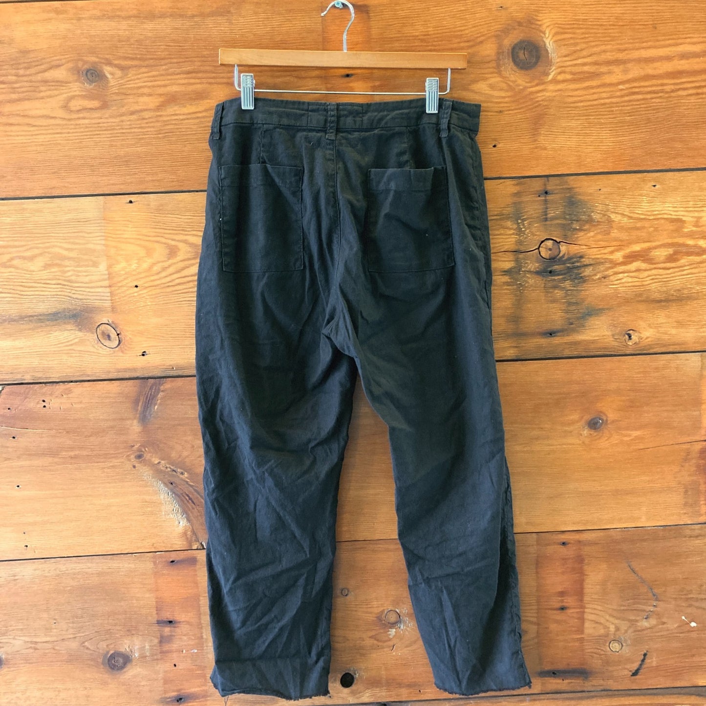 8 - Frank & Eileen Black Kinsale Cotton Flax Blend Ankle Crop Pants 0531AF