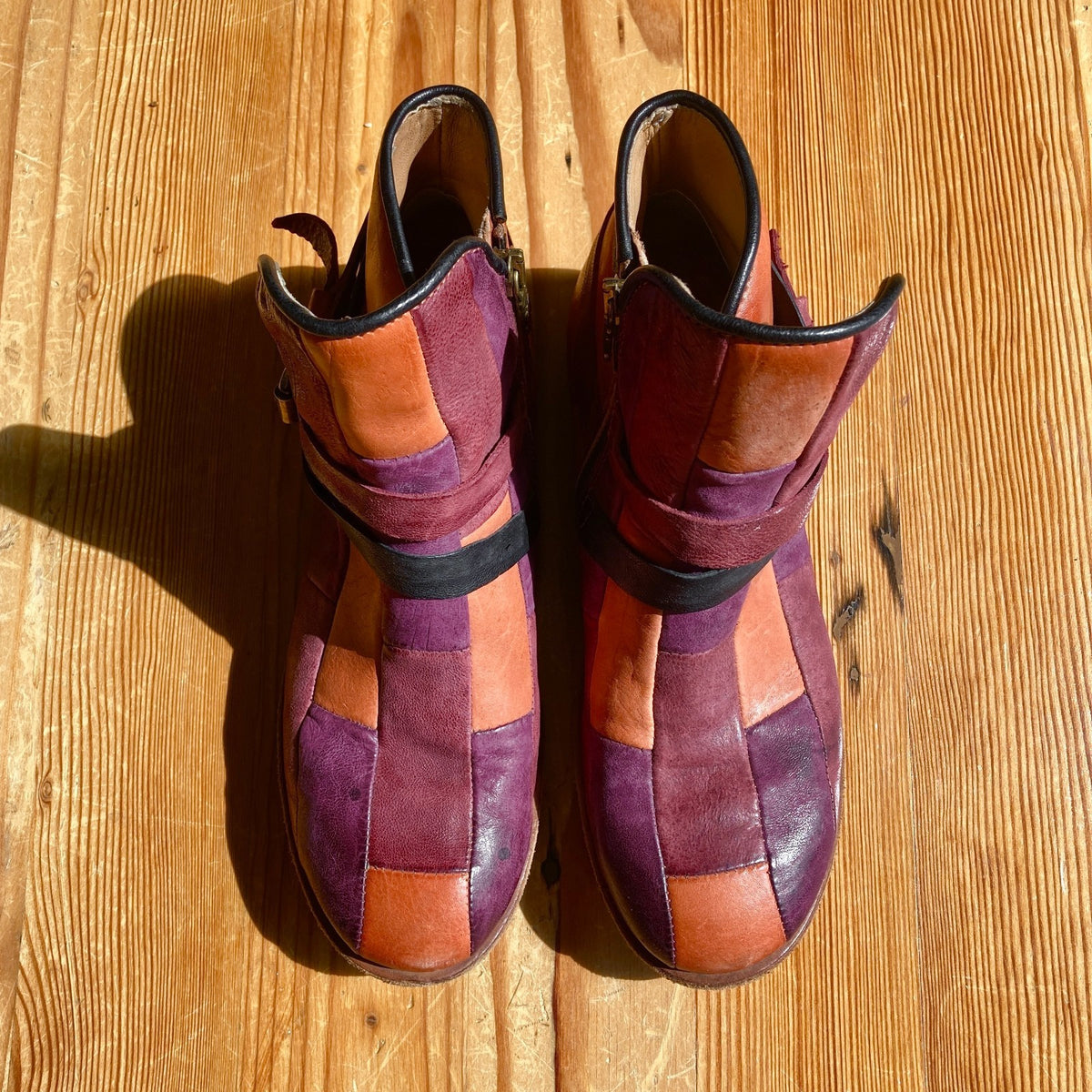 A.S.98 Colorful Patchwork Italian Leather Ankle Boots - Size 37 - 0320JS