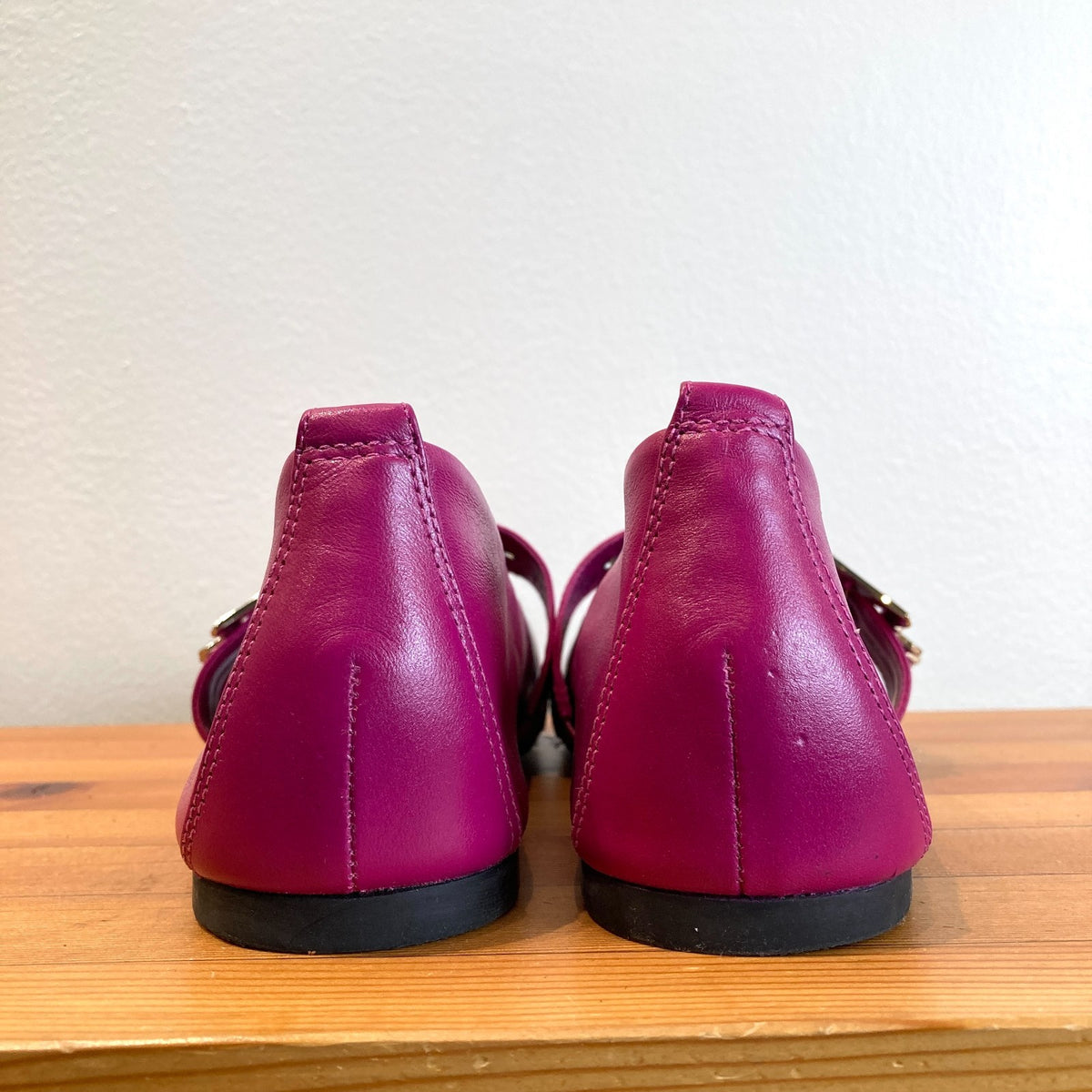 John Fluevog $239 Magenta Leather Misty Mary Jane Flats - Sz 11.5 - NEW - 0830DH