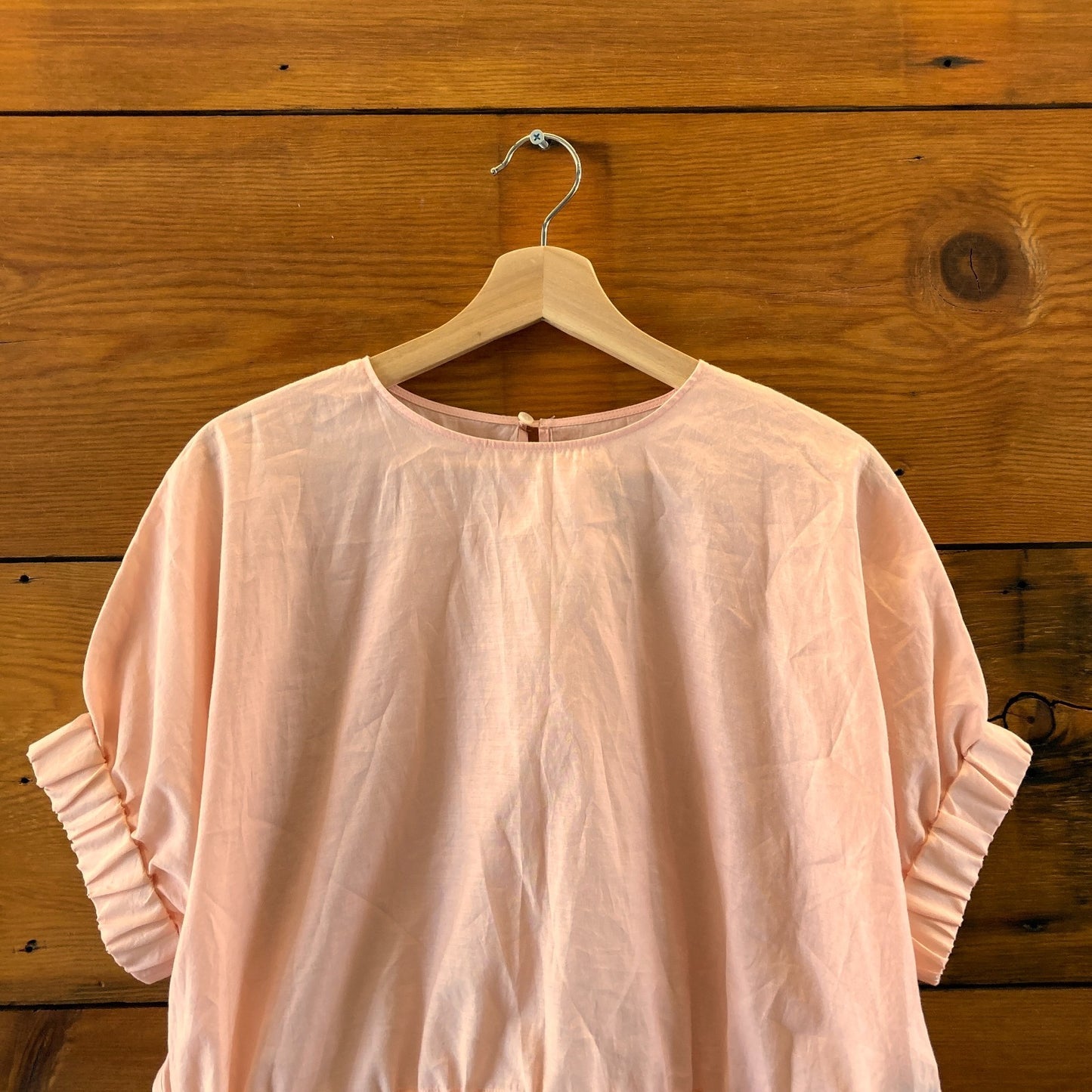 Nicholson Nicholson.Pink Short Sleeve Silk Lemon Silk Top - Size 38 / L - 1105AR
