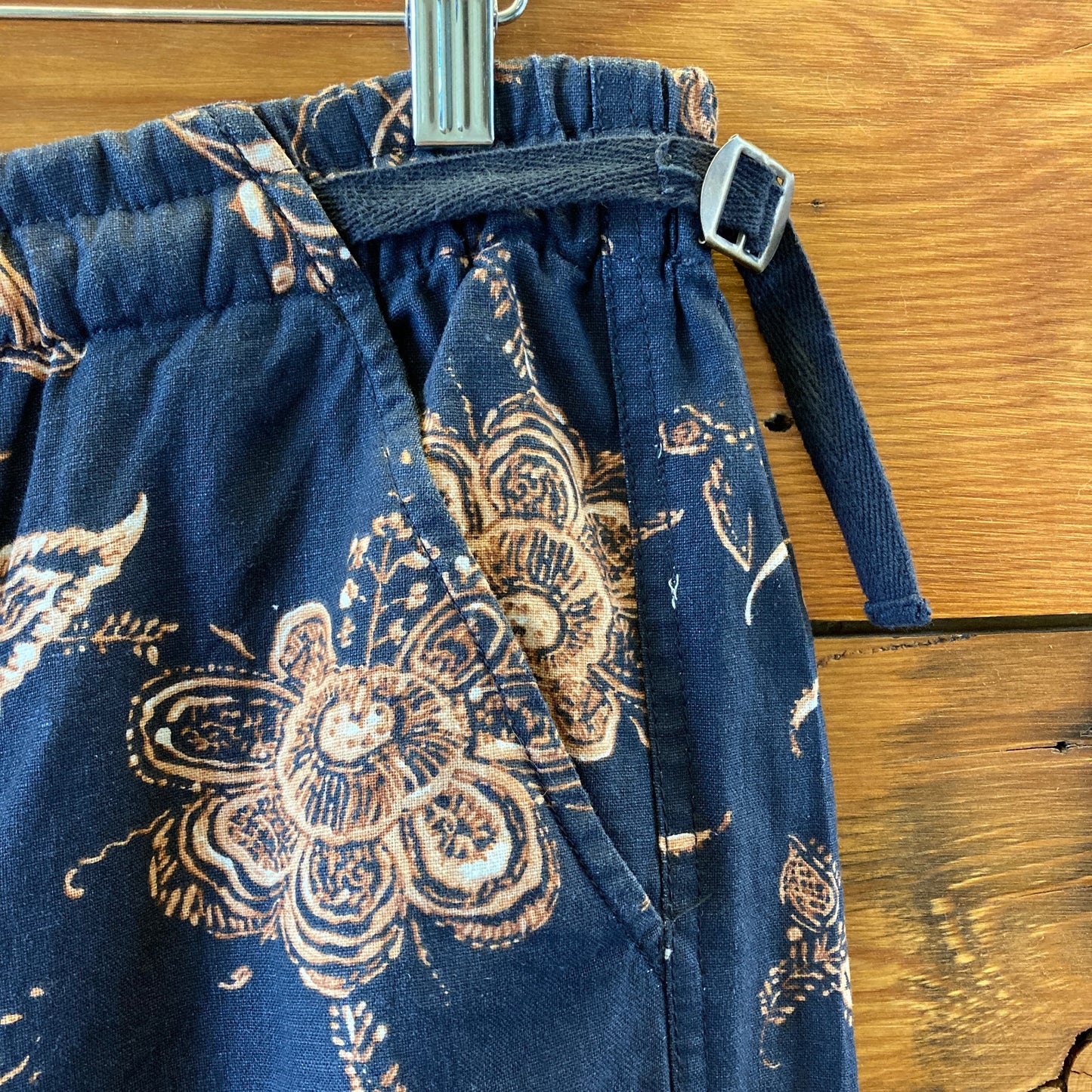 Pilcro Anthropologie Navy Patterned Linen Wide Leg Pants - Size S - NEW - 0501SE