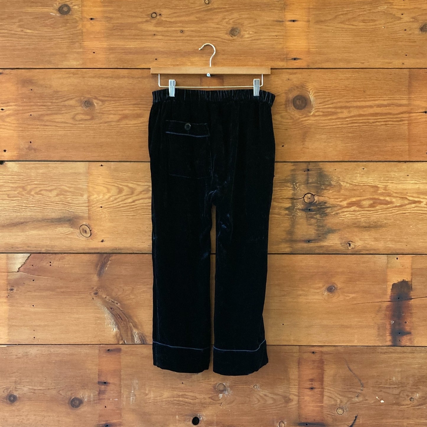 0 / XS - The Great. Black Velvet Cropped Pull-on Elastic-waist Pants 0508DK