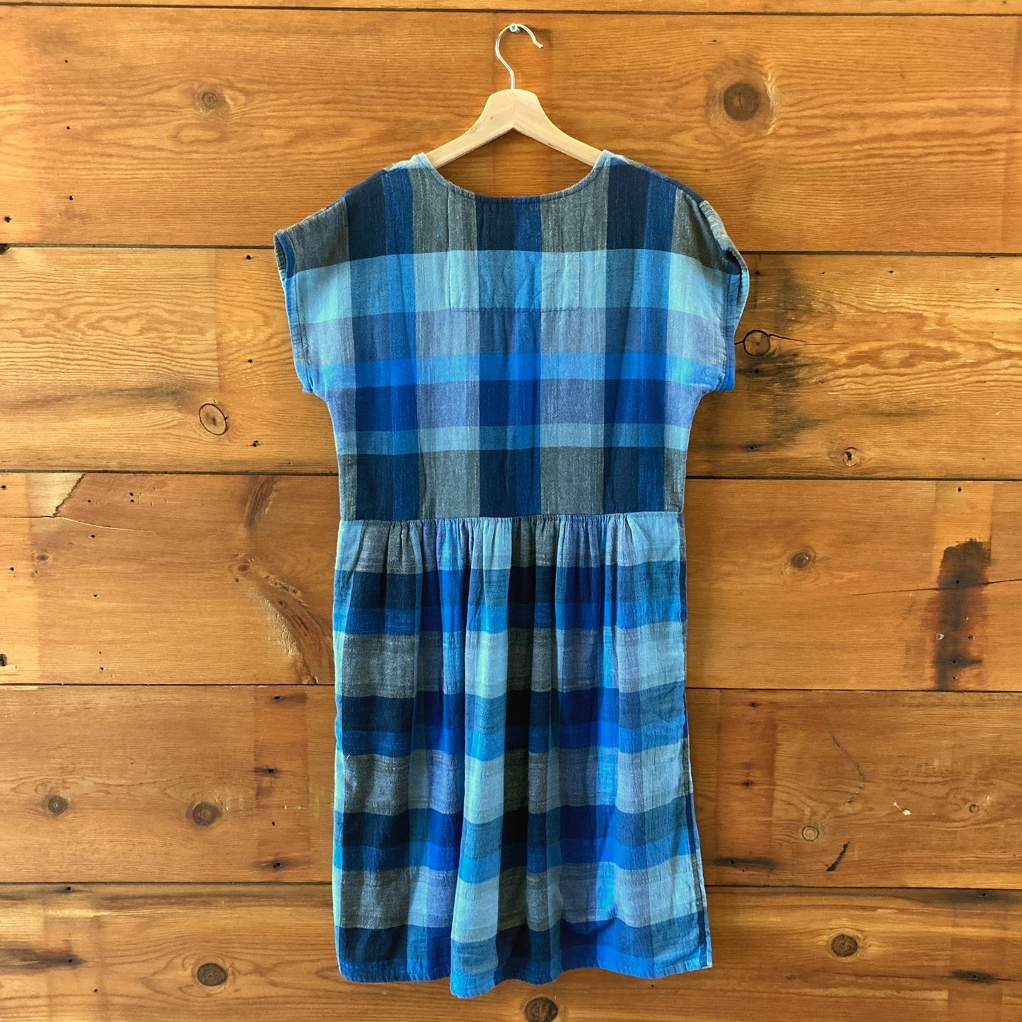 Ace & Jig Blue Plaid Short Sleeve Chelsea Shirt Dress - Size S - 0607MK