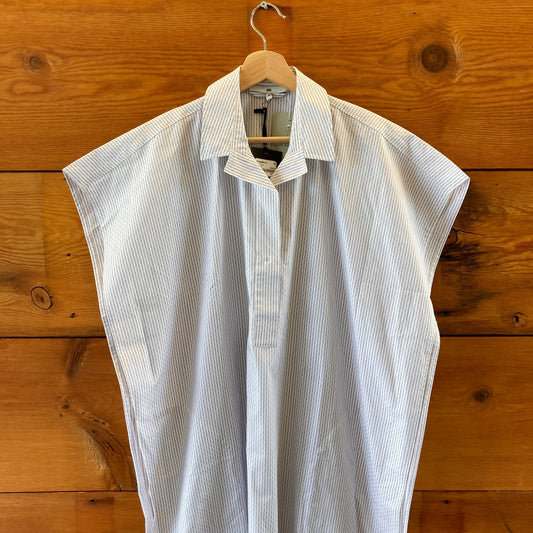 Jarbo $448 Grey Brick Square Cotton Maxi Shirt Dress - Size M - NEW - 4427SC