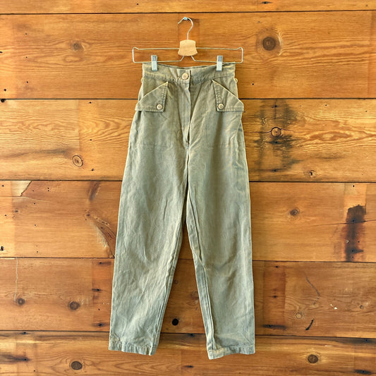 Ilana Kohn Brown High Pinch Waist Cotton Canvas Pants - Size 00 / XS - 0312IG